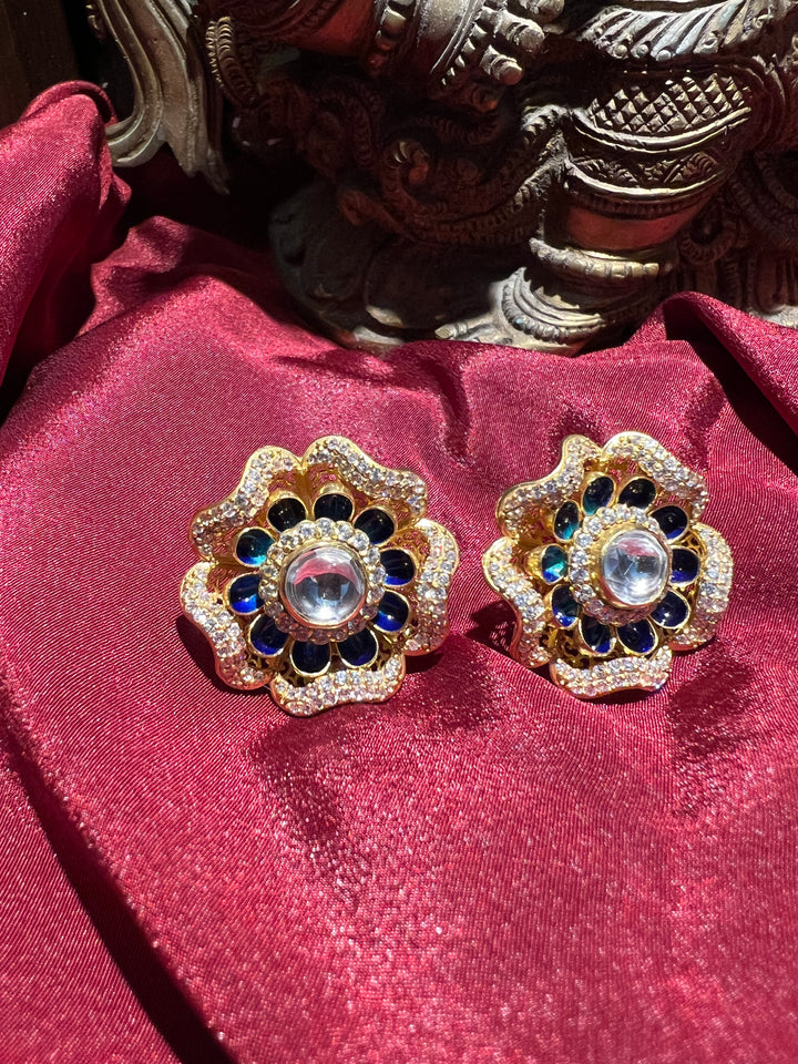 Floral Polki Stud Earrings