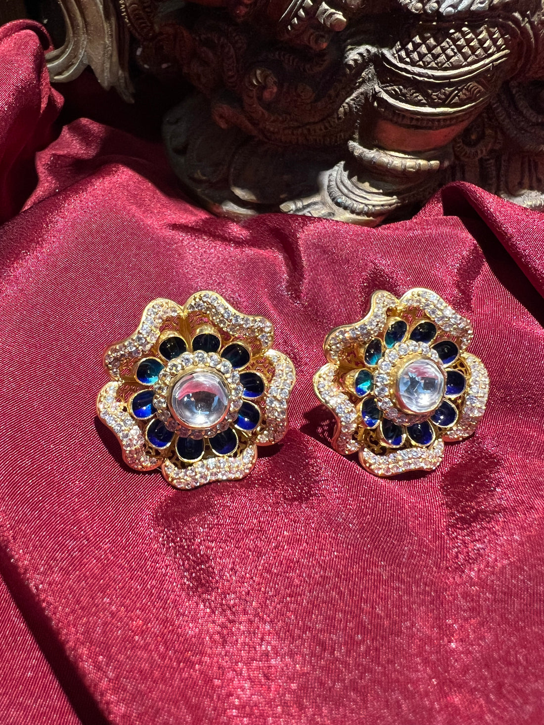 Floral Polki Stud Earrings