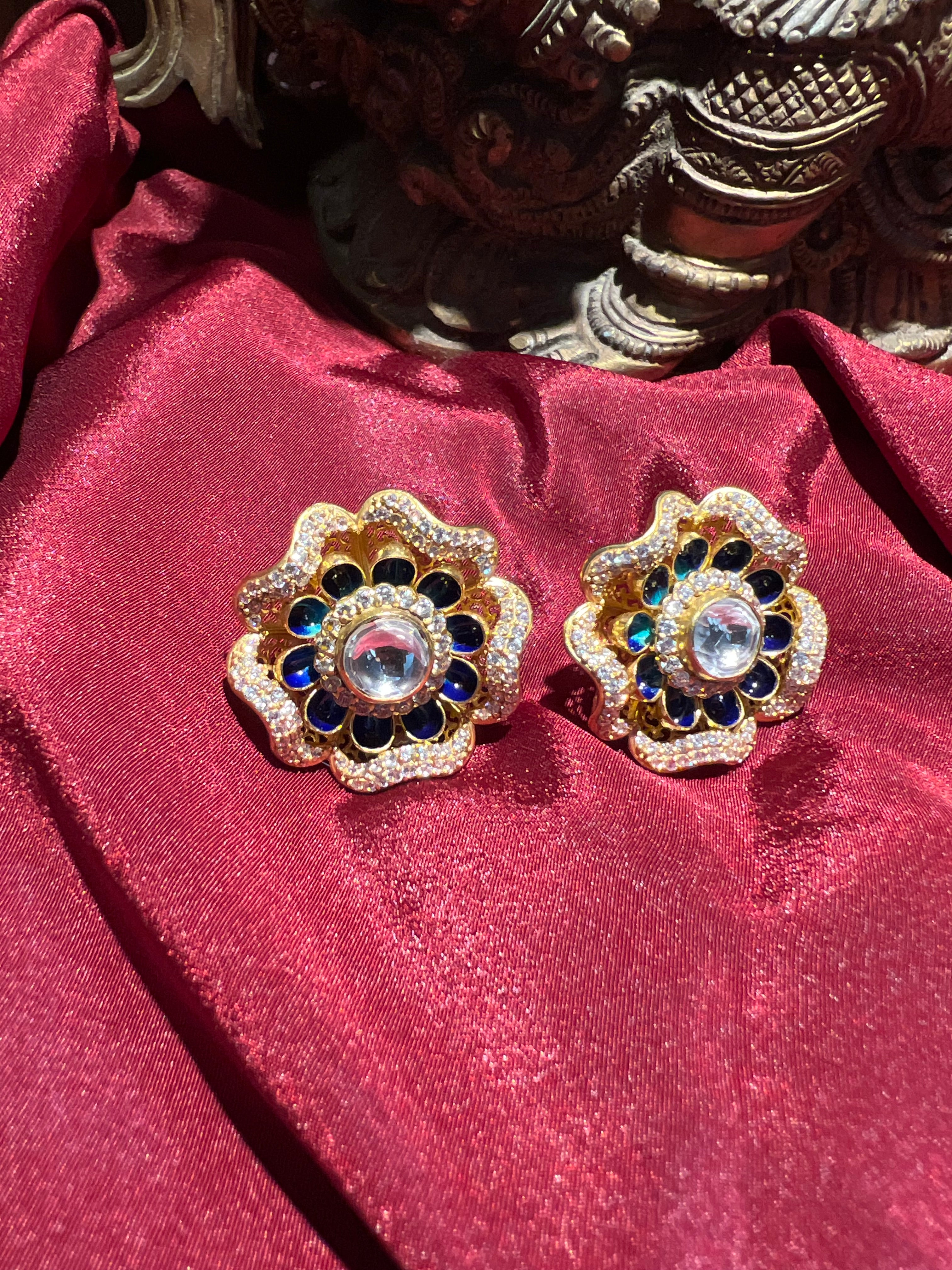Floral Polki Stud Earrings