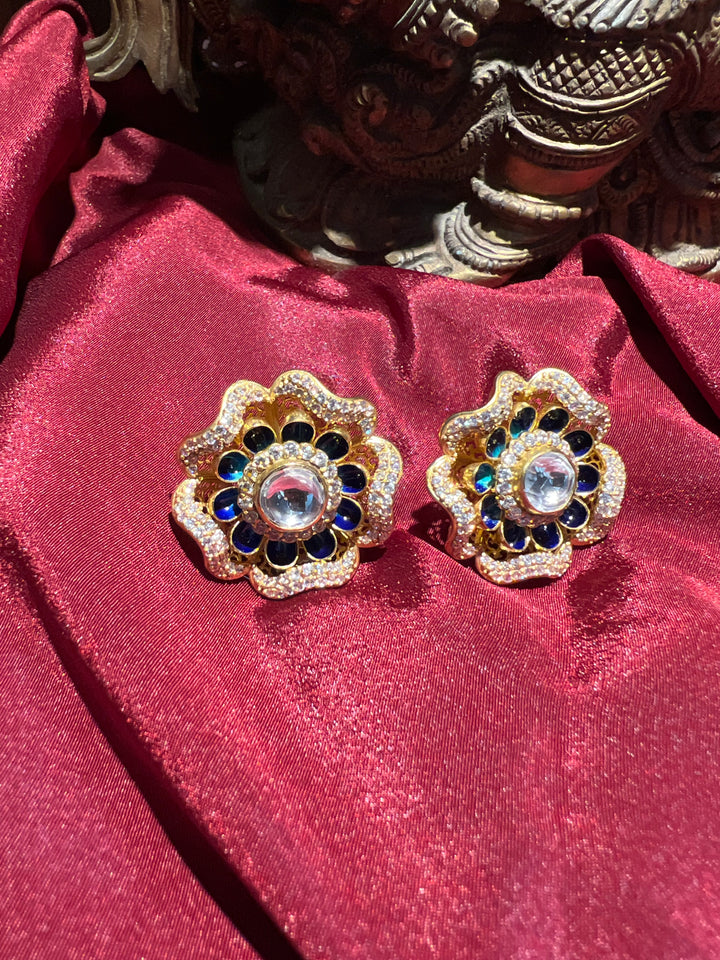 Floral Polki Stud Earrings