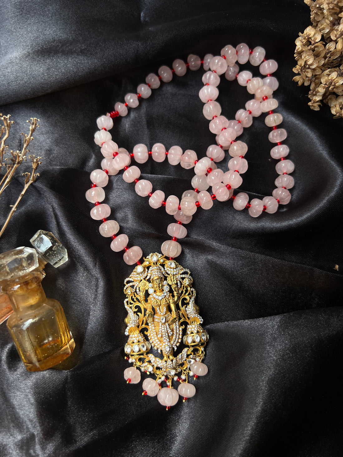 Pink Beaded Temple Necklace