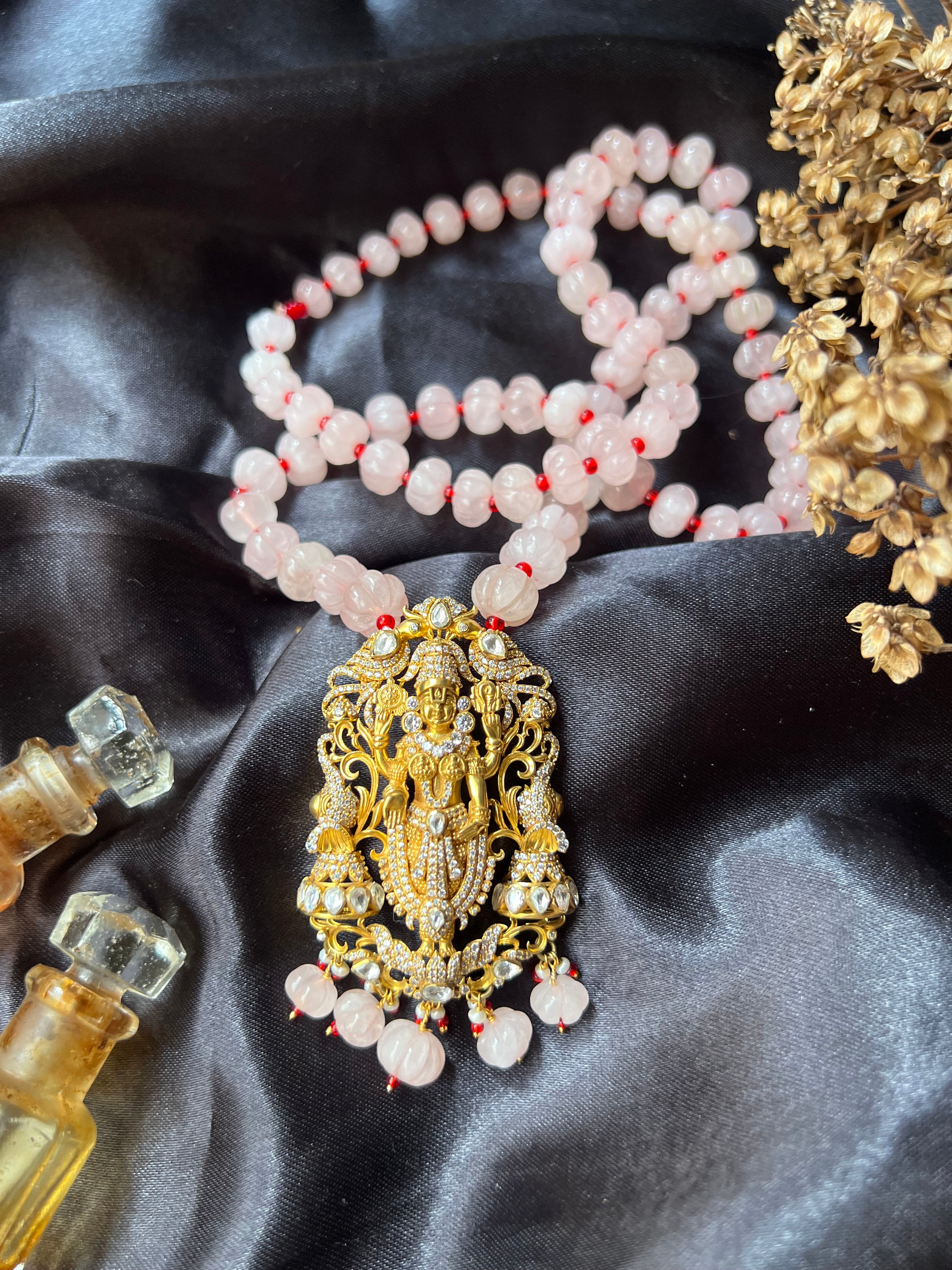 Pink Beaded Temple Necklace