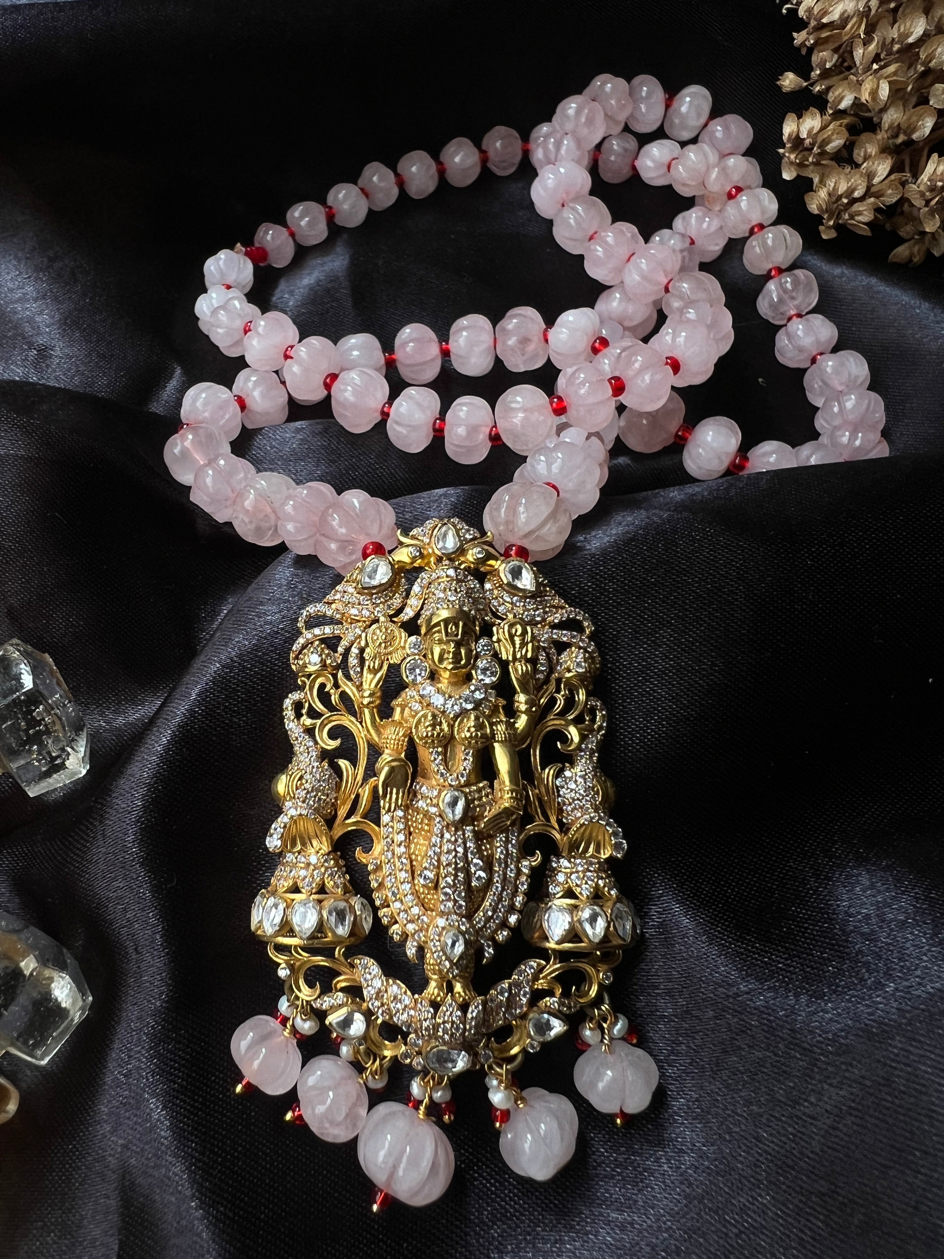 Pink Beaded Temple Necklace