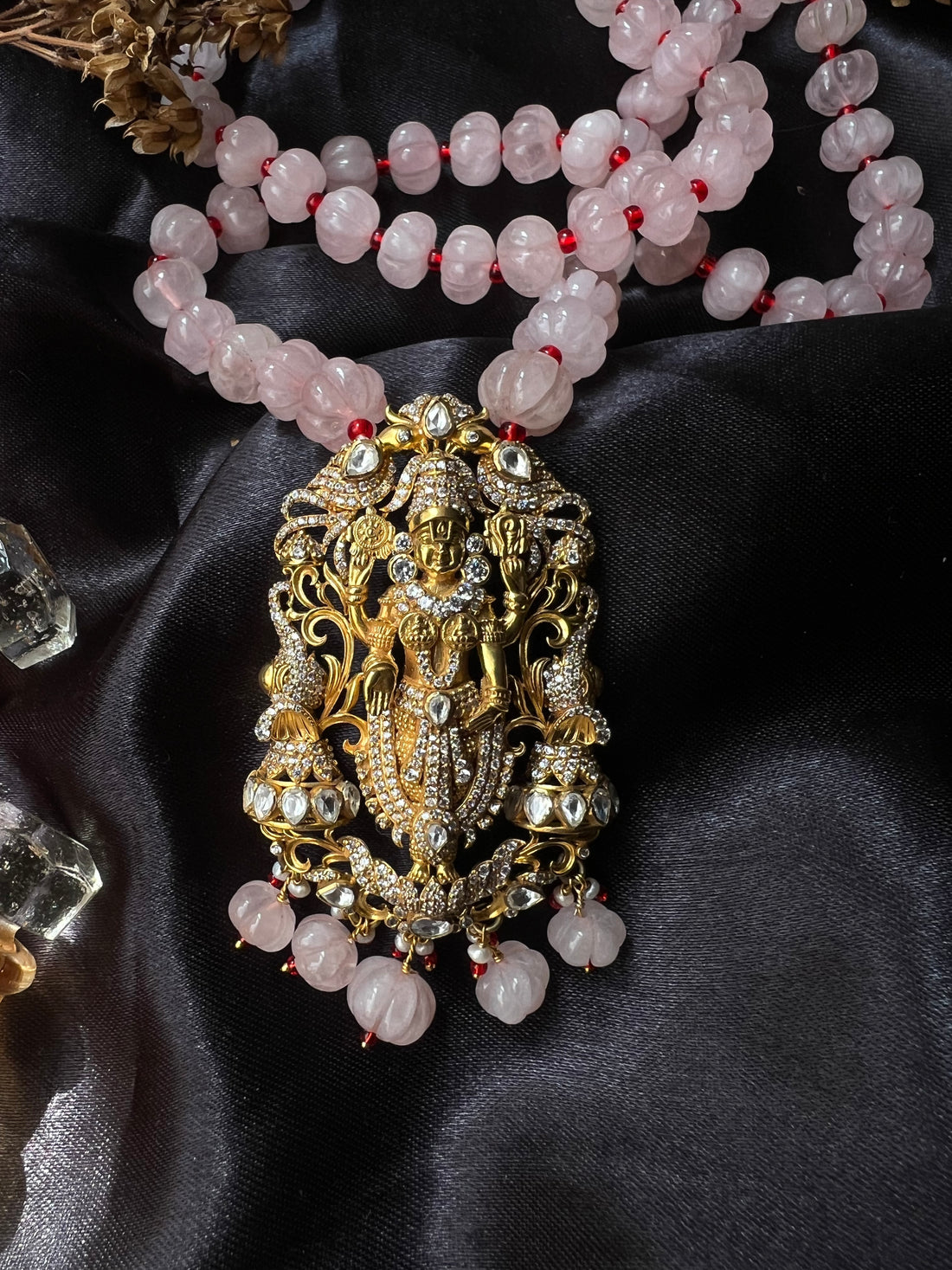 Pink Beaded Temple Necklace