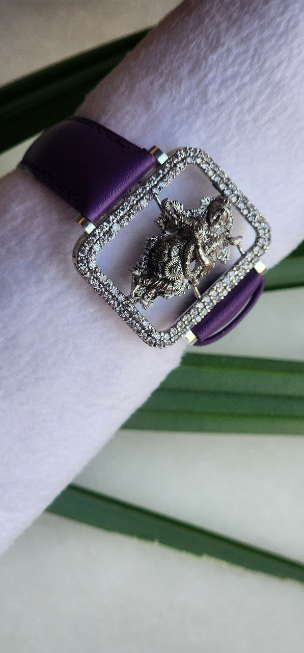 Wrist Watch Style Silver Plated Belt Bracelet