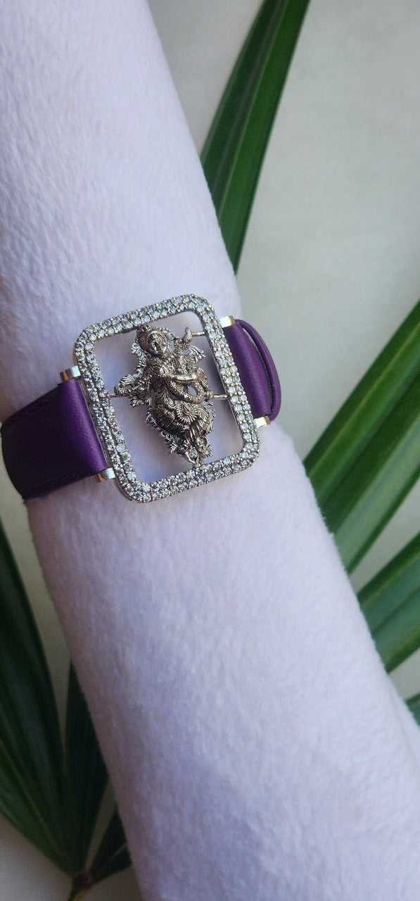 Wrist Watch Style Silver Plated Belt Bracelet