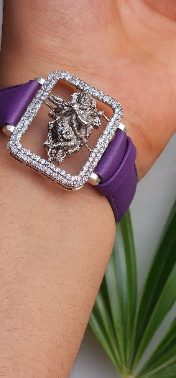 Wrist Watch Style Silver Plated Belt Bracelet