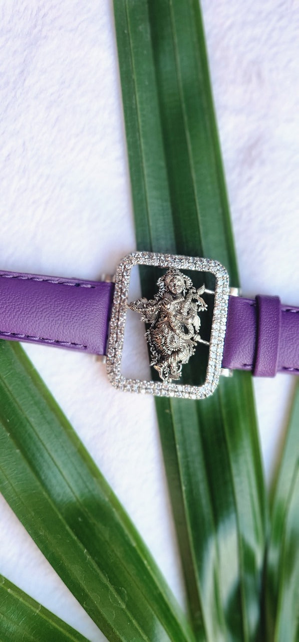 Wrist Watch Style Silver Plated Belt Bracelet