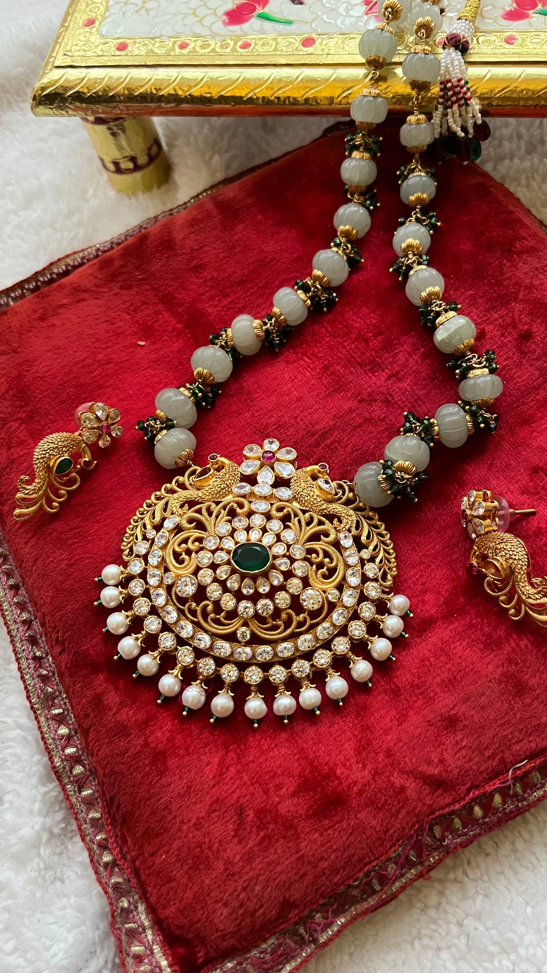 KANCHI Temple Style Long Mala Necklace Set.