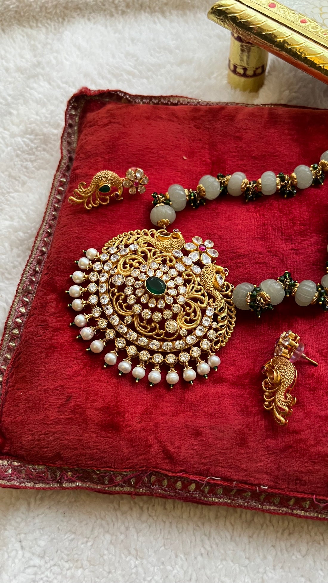 KANCHI Temple Style Long Mala Necklace Set.