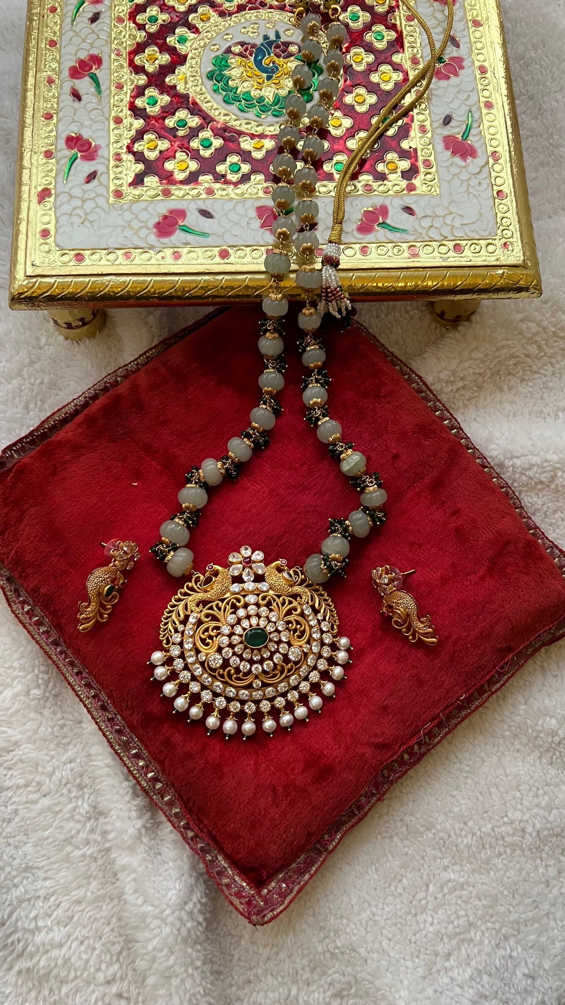 KANCHI Temple Style Long Mala Necklace Set.